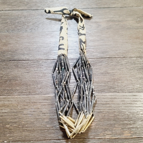 Vintage 80s 90s Chunky Multi Strand Beaded Leopard Statement Necklace - Picture 2 of 8